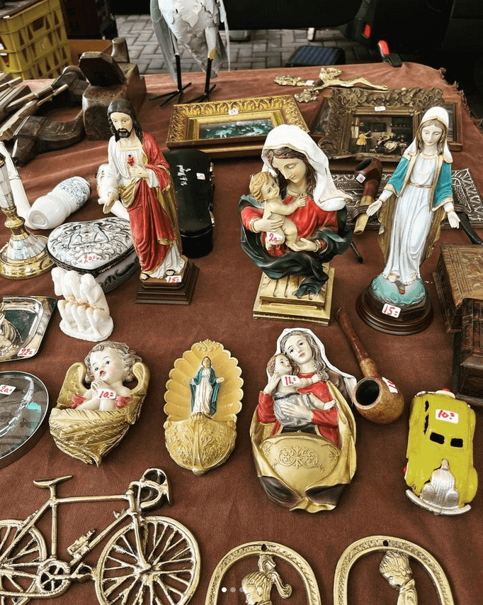 Religious items displayed on a table